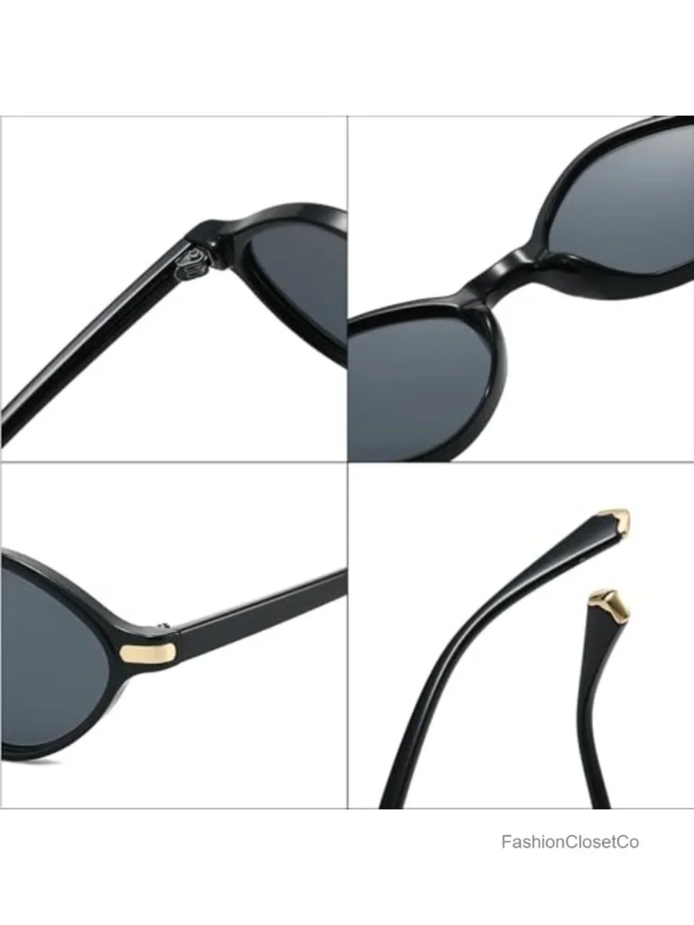 Retro Oval Sunglasses UV400 Protection Small Round Shades Beach Travel with Case